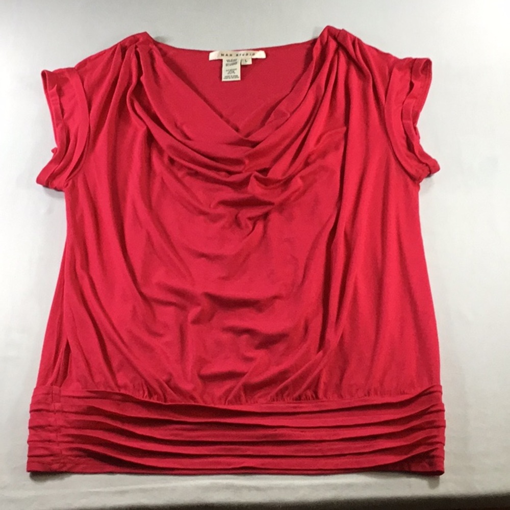 Cottage Max Studio Fuschia Y2K Cowl Neck Cap Sleeve Top Size L